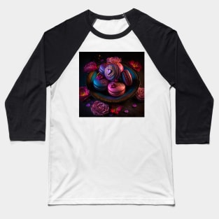 Valentines themed colorful array of macarons assorted wtih roses Baseball T-Shirt